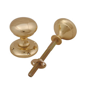 Brass effect Zamac Round Door knob (Dia)54mm  Pair