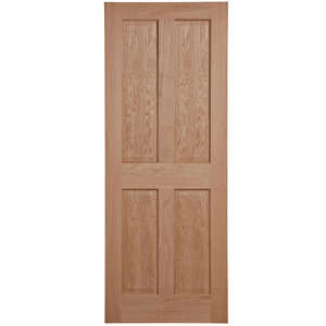 4 panel Oak veneer LH & RH Internal Door  (H)1981mm (W)762mm (T)35mm