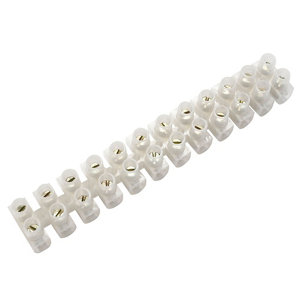 B&Q White 15A 12 way Cable connector strip  Pack of 5
