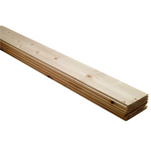 Smooth Spruce Tongue & groove Cladding (L)0.89m (W)95mm (T)7.5mm  Pack of 5