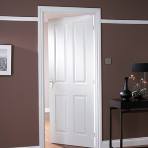 4 panel Primed White LH & RH Internal Door  (H)1981mm (W)610mm (T)35mm