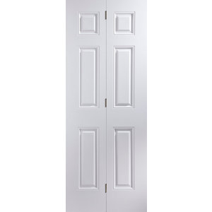 6 panel Primed White Internal Bi-fold Door set  (H)1950mm (W)595mm
