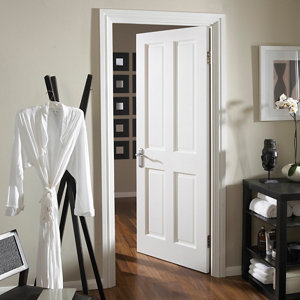 4 panel Primed White LH & RH Internal Door  (H)1981mm (W)762mm (T)35mm