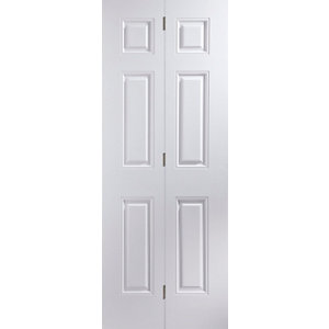 6 panel Primed White Internal Bi-fold Door set  (H)1950mm (W)750mm