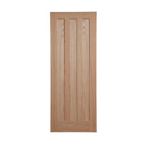 Vertical 3 panel Oak veneer LH & RH Internal Door  (H)1981mm (W)838mm
