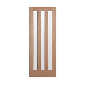 Vertical 3 panel Frosted Glazed Oak veneer LH & RH Internal Door  (H)1981mm (W)686mm (T)35mm