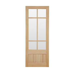 2 panel 6 Lite Glazed Clear pine LH & RH Internal Door  (H)1981mm (W)838mm