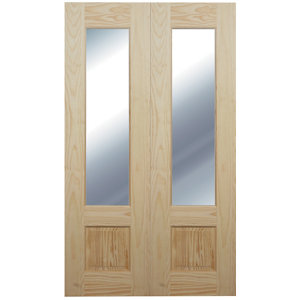 Severn 2 panel 1 Lite Clear Glazed Softwood Internal French Door panel  (H)1981mm (W)579mm