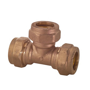 Plumbsure Brass Compression Equal Tee (Dia)22mm