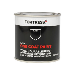 Fortress One coat Black Satin Metal & wood paint  0.25L