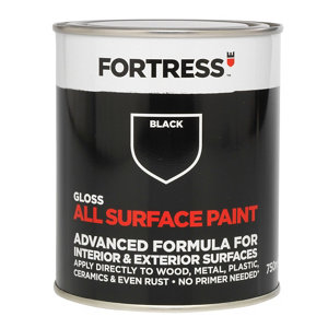Fortress Black Gloss Multi-surface paint  750ml