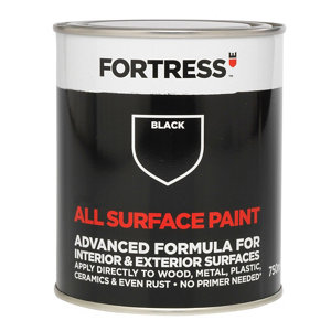 Fortress Black Satin Multi-surface paint  750ml