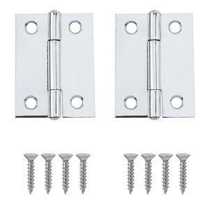 Chrome-plated Metal Butt Door hinge (L)50mm  Pack of 2