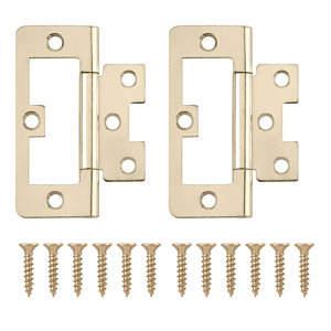 Brass-plated Metal Flush Door hinge (L)75mm NO92  Pack of 8