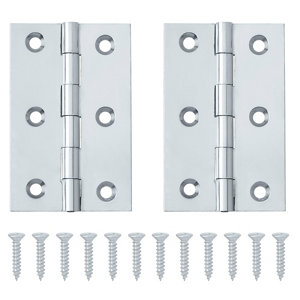 Chrome-plated Metal Butt Door hinge (L)65mm  Pack of 2