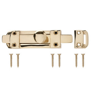 Brass Flat N262 Door bolt (L)96mm (W)20mm