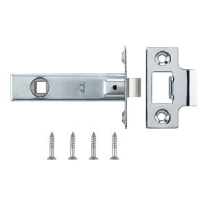Chrome-plated Chrome effect Metal Tubular Mortice latch (L)80mm