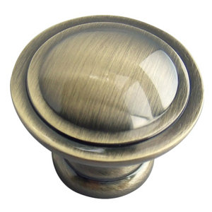 Antique brass effect Zinc alloy Ring Furniture Knob (Dia)35mm  Pack of 6