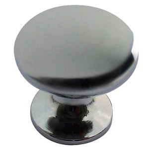 Chrome effect Zinc alloy Oval Furniture Knob (Dia)26mm  Pack of 6