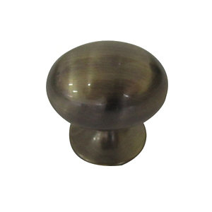 Antique brass effect Zinc alloy Oval Furniture Knob (Dia)35mm  Pack of 6