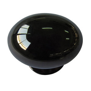 Black Nickel effect Zinc alloy Oval Furniture Knob (Dia)35mm  Pack of 6
