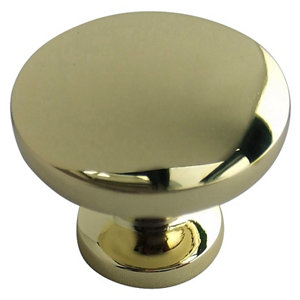 Brass effect Zinc alloy Round Furniture Knob (Dia)30mm  Pack of 6