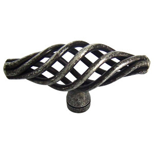 Pewter effect Steel Cage Furniture Knob  Pack of 6