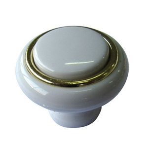 White Gold effect Plastic Round Cabinet Knob (Dia)40mm
