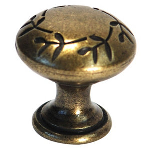 Brass effect Zinc alloy Round Vine Furniture Knob (Dia)30mm