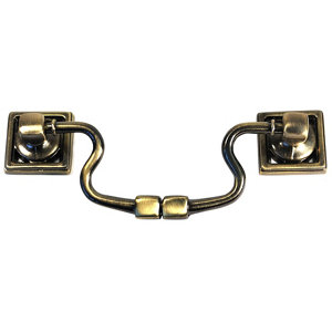 Antique brass effect Zinc alloy Drop end Bar Furniture Handle (L)26mm