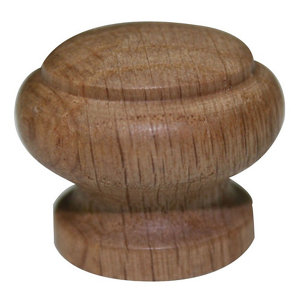 Brass effect Oak Round Furniture Knob (Dia)35mm