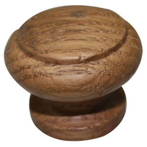 Brass effect Oak Round Furniture Knob (Dia)41mm
