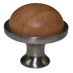 Beech Round Furniture Knob (Dia)34mm