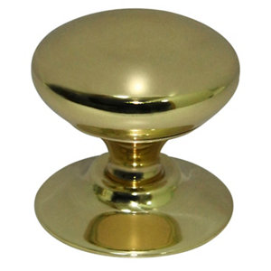 Brass effect Brass Round Furniture Knob (Dia)33mm