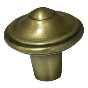 Cooke & Lewis Brass effect Zinc alloy Round Fleur de lys Furniture Knob (Dia)30.5mm