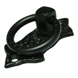 Black Iron effect Steel Ring Cabinet Knob (Dia)42mm