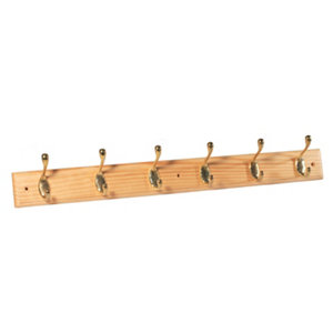 Brass effect & Mahogany Hook rail  (L)685mm (H)15mm