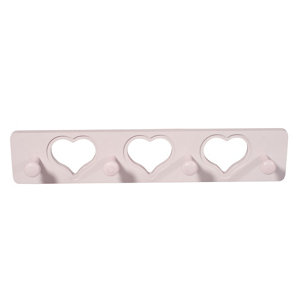 Pink & Heart Hook rail  (L)400mm (H)12mm