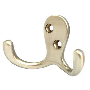 B&Q Gold effect Zinc alloy Double Hook (H)71.5mm (W)28mm (Max)10kg