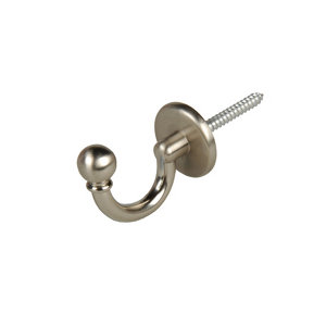 B&Q Nickel effect Zinc alloy Single Hook (H)25mm (W)42mm (Max)5kg