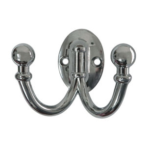 B&Q Zinc alloy Double Hook (H)58.7mm