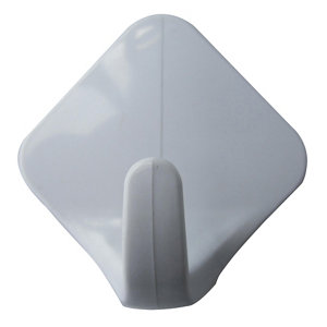 White Acrylonitrile butadiene styrene (ABS) Medium Hook (H)46.5mm  Pack of 2