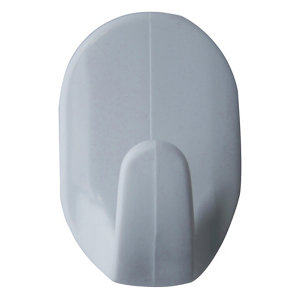 White Acrylonitrile butadiene styrene (ABS) Small Hook (H)25mm  Pack of 2
