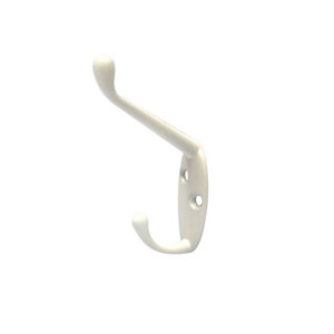 B&Q White Zinc alloy Double Hook (H)16mm  Pack of 2