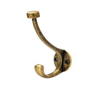 B&Q Brass effect Zinc alloy Double Hook (H)35.5mm