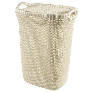 Knit collection White 57L Plastic Storage basket (H)610mm (W)450mm