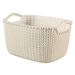 Knit collection Oasis white 3L Plastic Storage basket (H)140mm (W)250mm