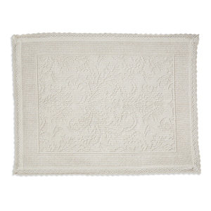 Marinette Saint-Tropez Platinum Cream Cotton Floral Bath mat (L)500mm (W)700mm