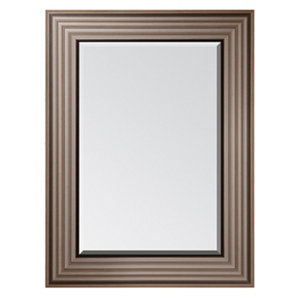 Colours Laverna Brown Rectangular Framed Mirror (H)820mm (W)620mm