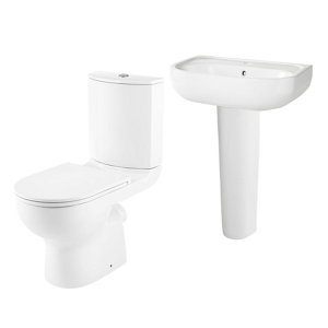 GoodHome Cavally Close-coupled Toilet & full pedestal basin